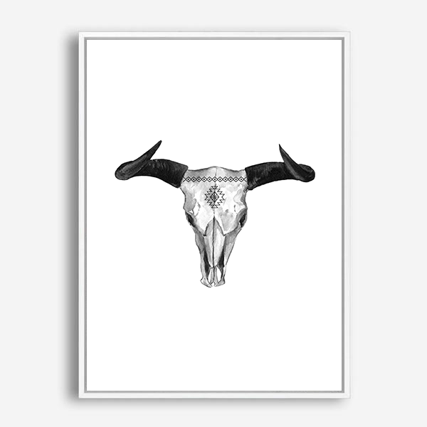 Bull Skull Canvas Print Life In Ink