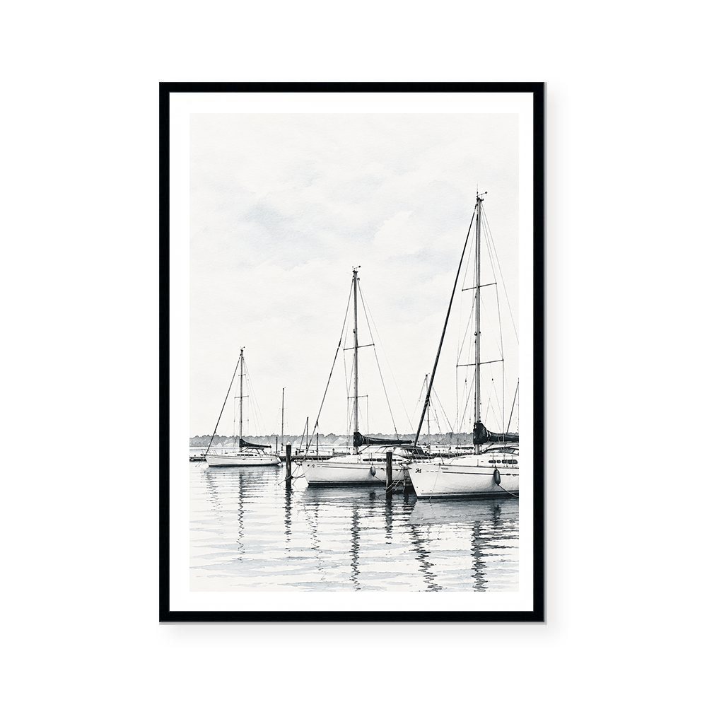 Serene Minimalist Marina Watercolour | Art Print