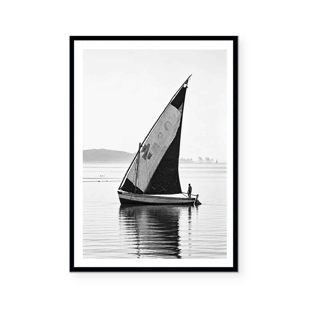 Solitary Sailboat in Still Waters | Art Print