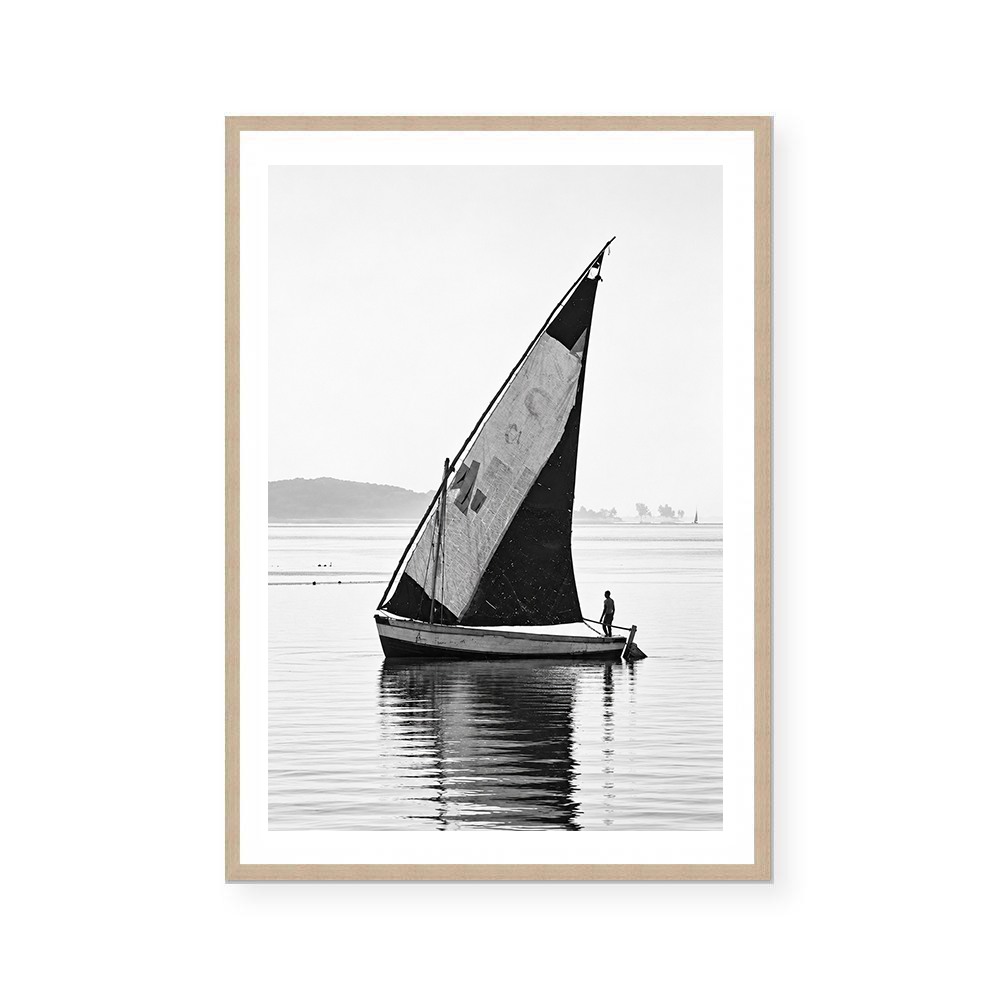 Solitary Sailboat in Still Waters | Art Print
