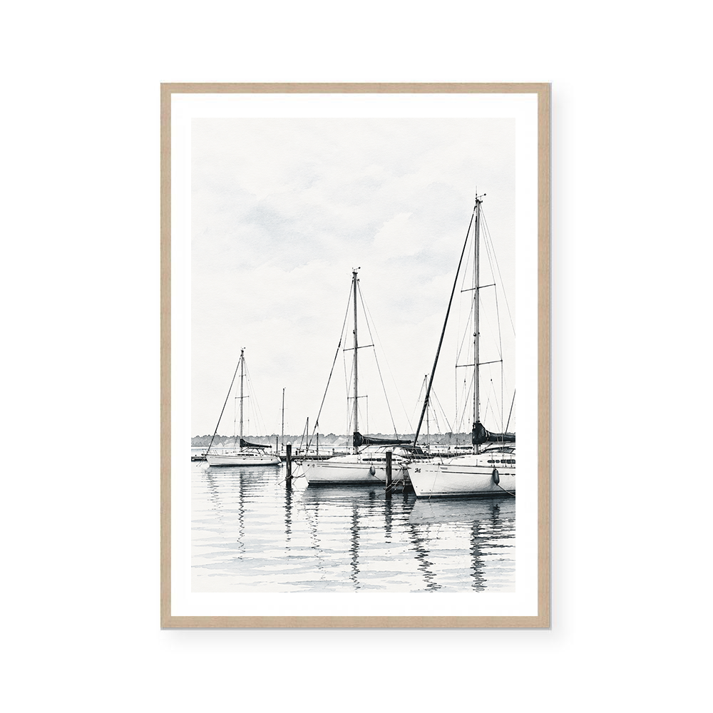 Serene Minimalist Marina Watercolour | Art Print