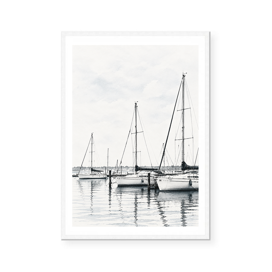 Serene Minimalist Marina Watercolour | Art Print