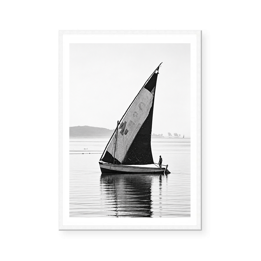 Solitary Sailboat in Still Waters | Art Print
