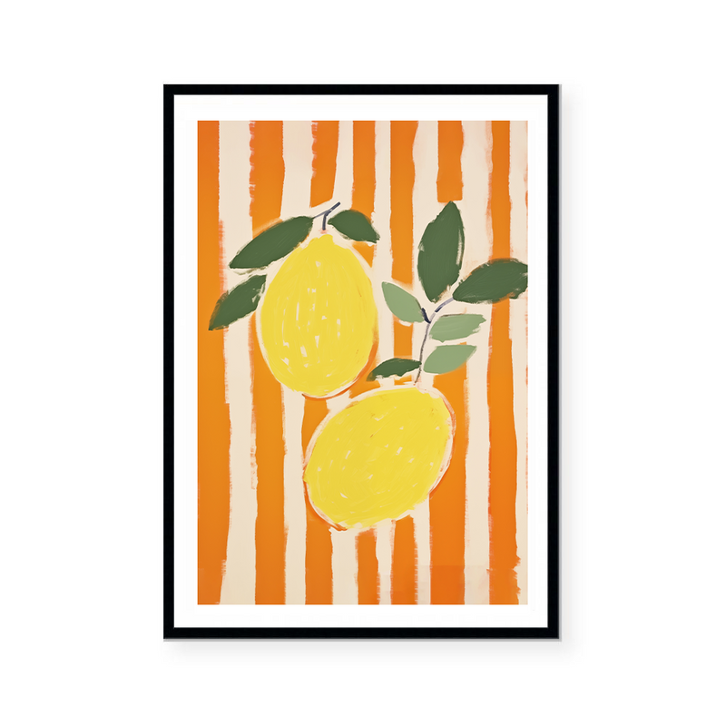 Lemons On Stripes I | Art Print