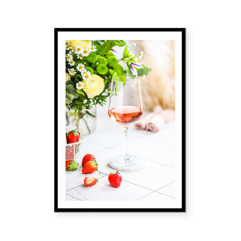 Rosé Wine With Strawberries | Art Print