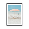 Orange Beach Umbrella And Chairs | Art Print