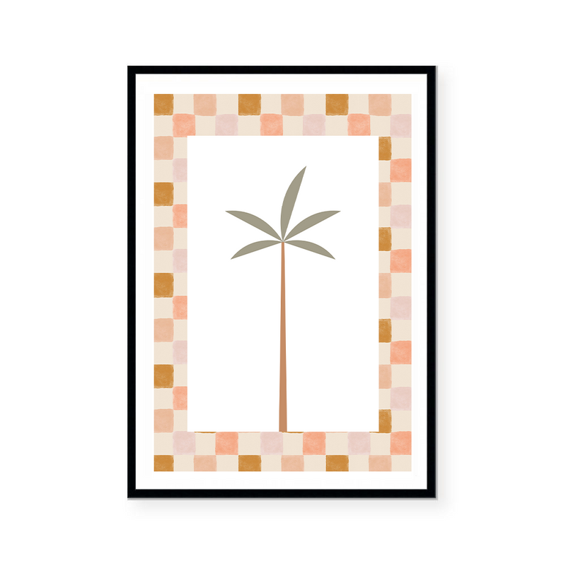 Palm Tree On Check | Art Print