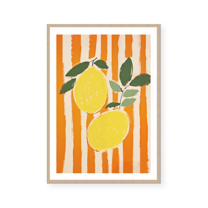 Lemons On Stripes I | Art Print