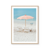 Orange Beach Umbrella And Chairs | Art Print