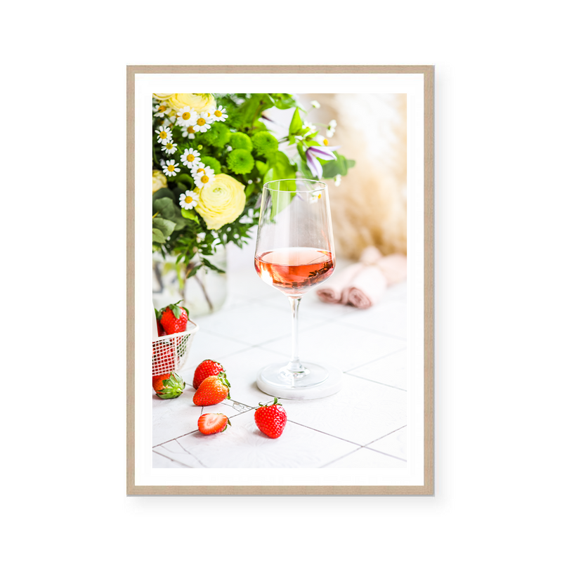 Rosé Wine With Strawberries | Art Print