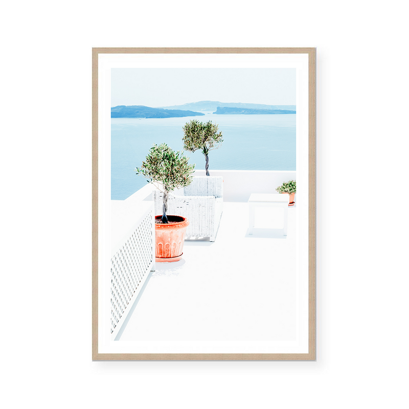 Terrace With Sea View In Greece | Art Print