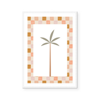 Palm Tree On Check | Art Print