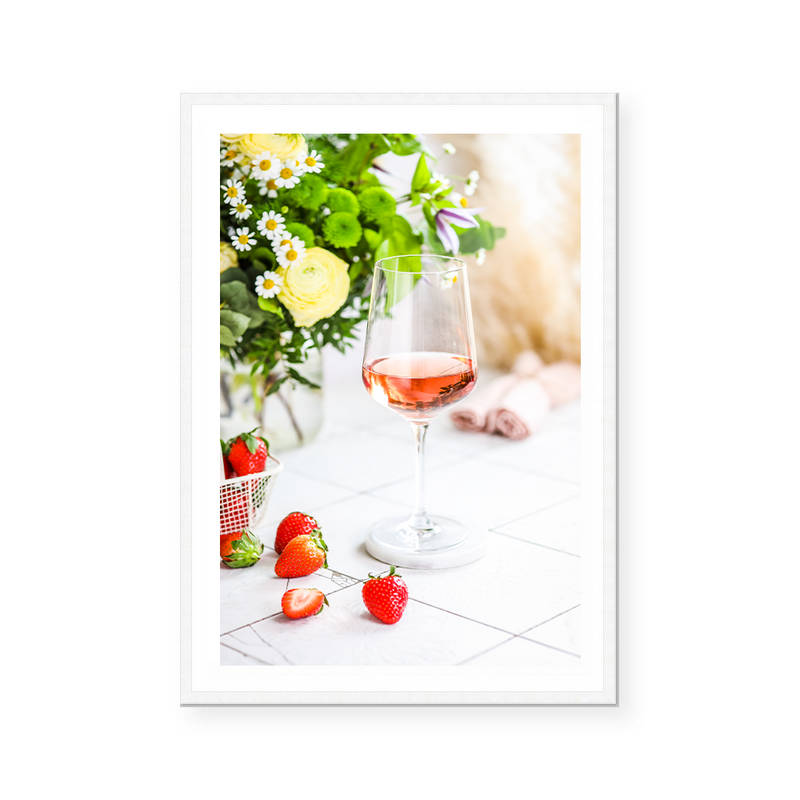 Rosé Wine With Strawberries | Art Print