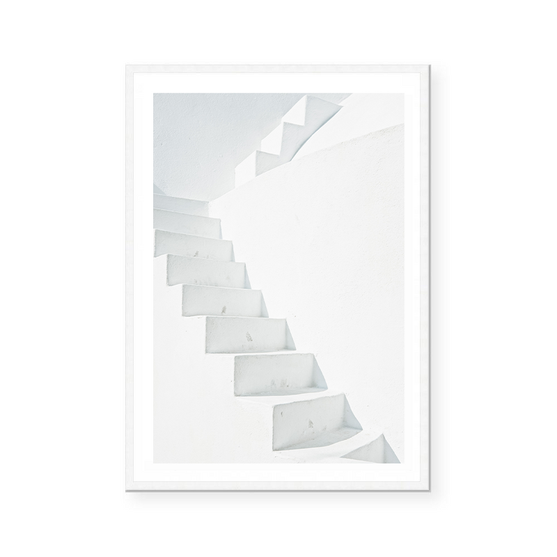 White Staircase In Greece | Art Print