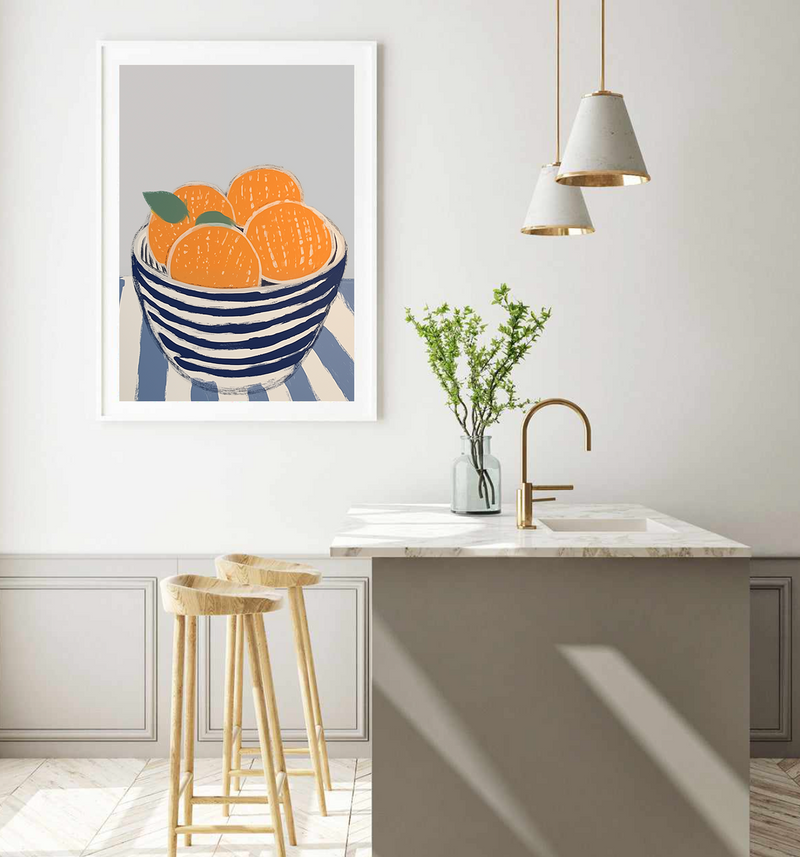 Oranges On Stripes II | Art Print