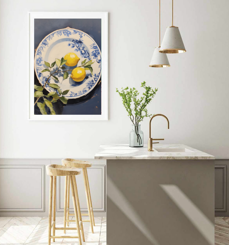 Lemons On A Plate | Art Print