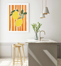 Lemons On Stripes I | Art Print