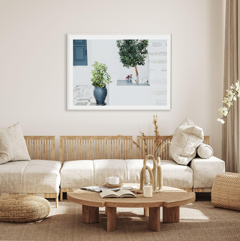 White House in Santorini | Art Print