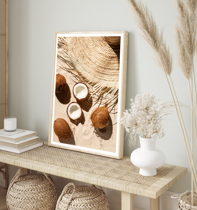 Fresh Coconuts On Sandy Beach | Art Print