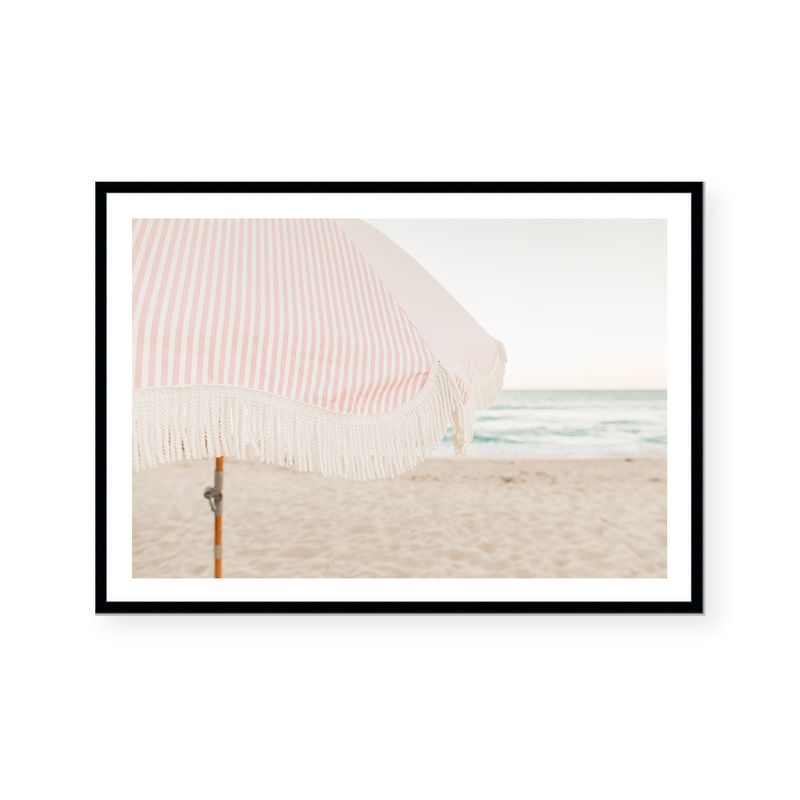 Boho Striped Pink Umbrella | Art Print