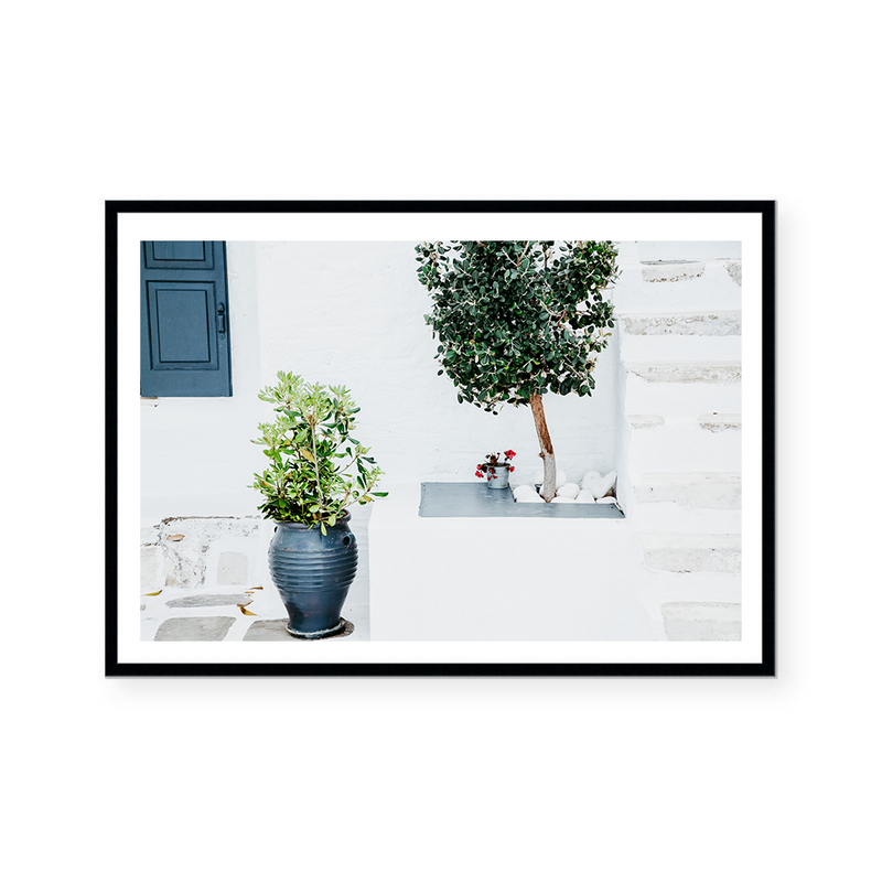 White House in Santorini | Art Print