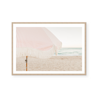 Boho Striped Pink Umbrella | Art Print