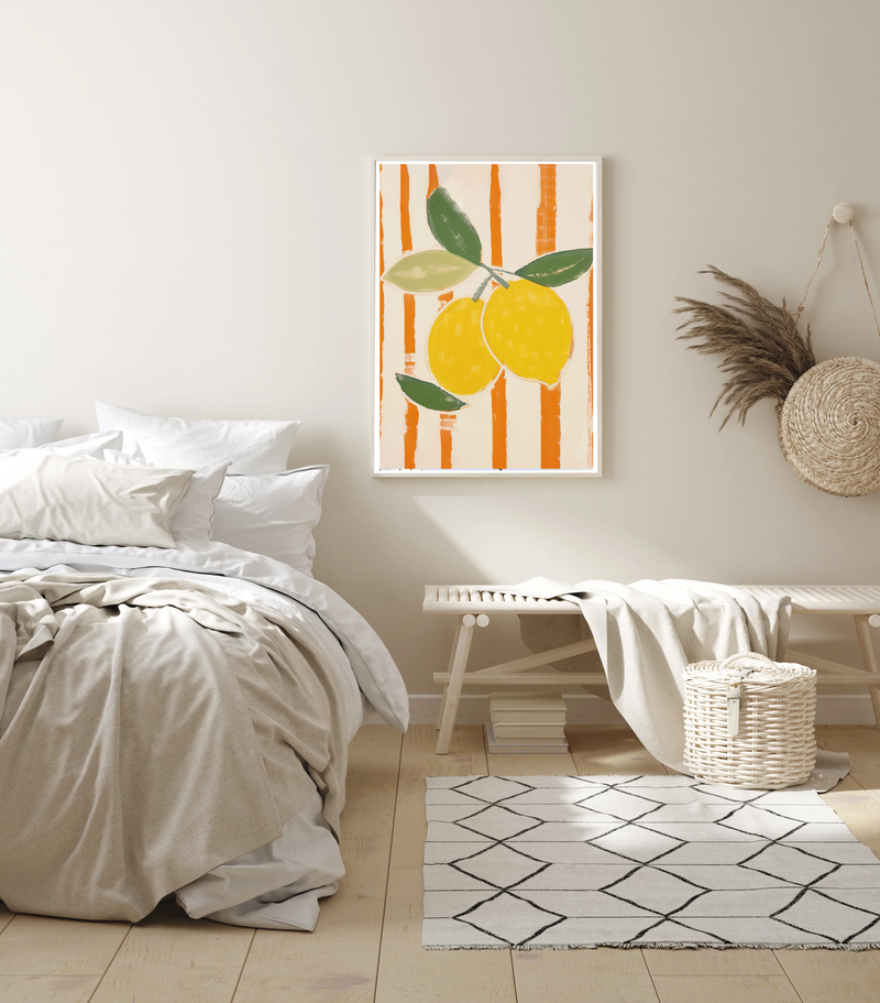Lemons On Stripes II | Art Print