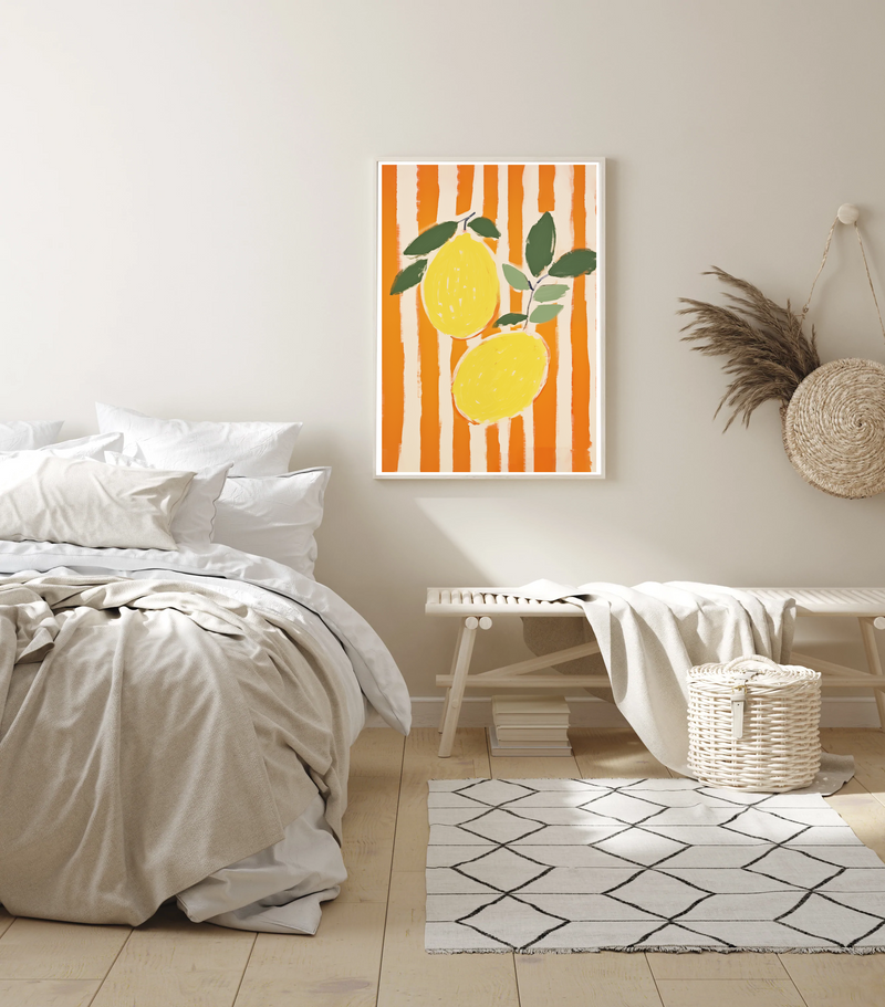 Lemons On Stripes I | Art Print