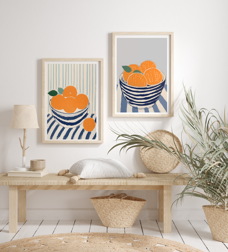 Oranges On Stripes II | Art Print