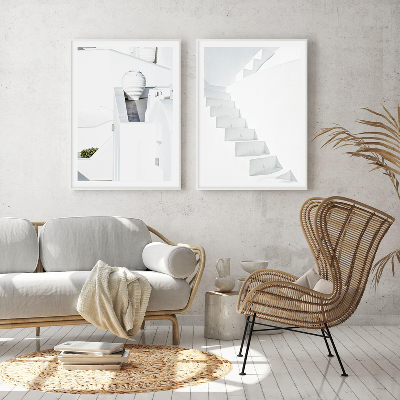 White Staircase In Greece | Art Print