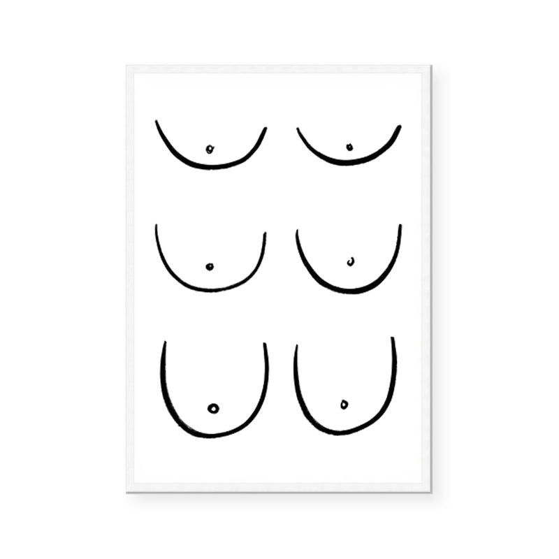Abstract Boob One Line Drawing Minimalist Breast Wall Art Poster