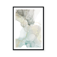 Abstract Fluid | Teal & Grey | Art Print