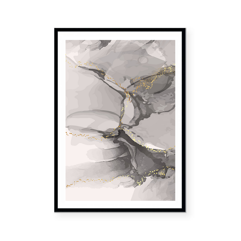 Abstract Fluid | Charcoal & Beige | Art Print