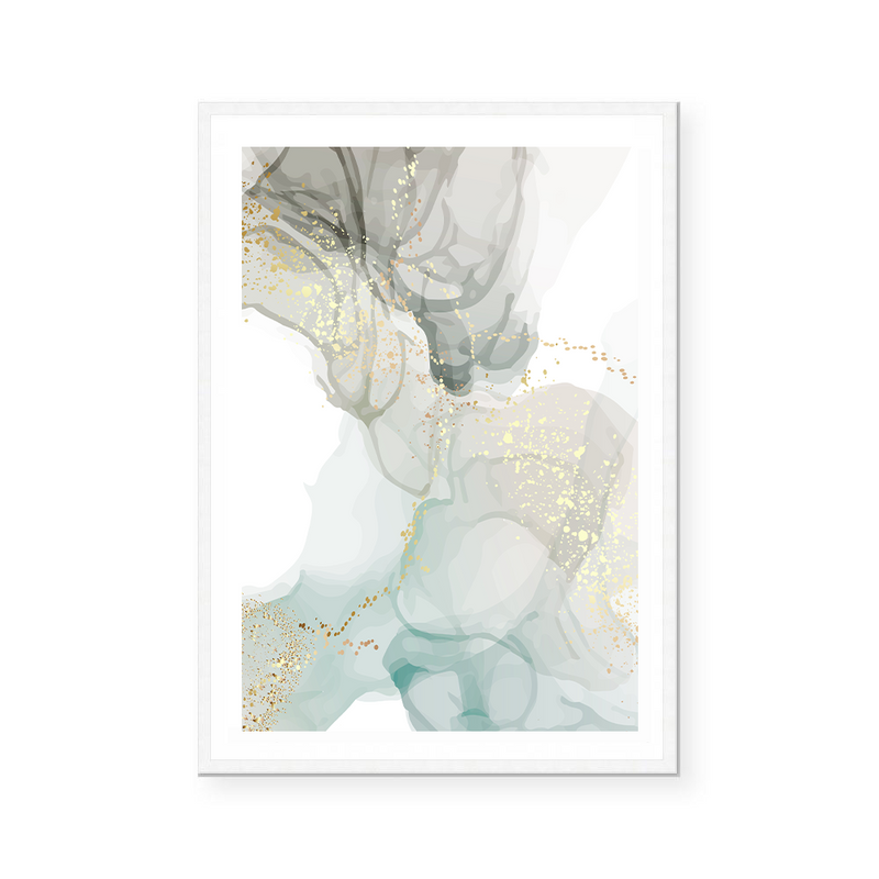 Abstract Fluid | Teal & Grey | Art Print