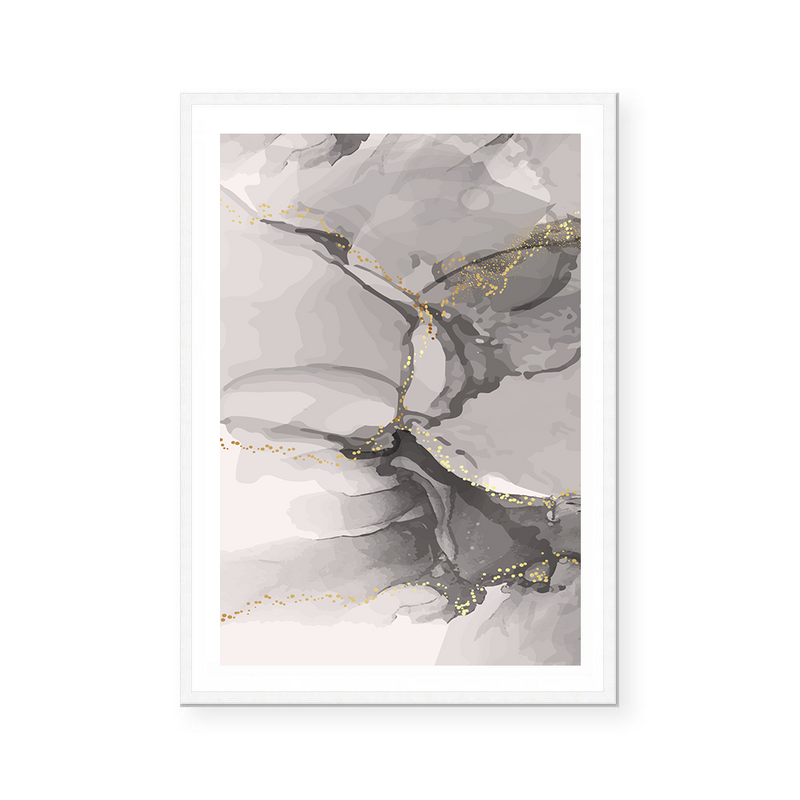 Abstract Fluid | Charcoal & Beige | Art Print