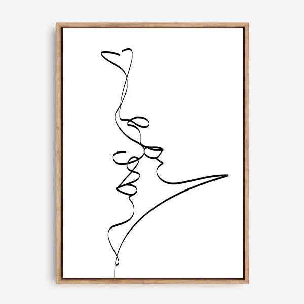 Kiss Me | Line Art | Canvas Print