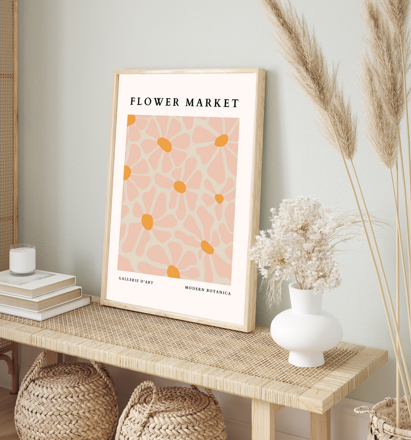 Flower Market | Pink & Mustard | Art Print