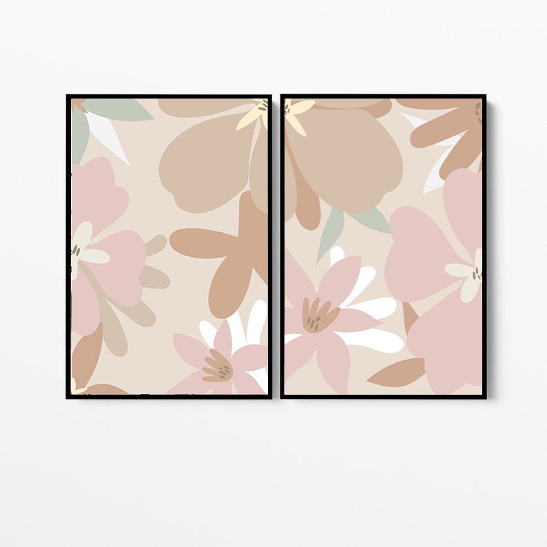 Nude Wildflowers Pair | Canvas Print