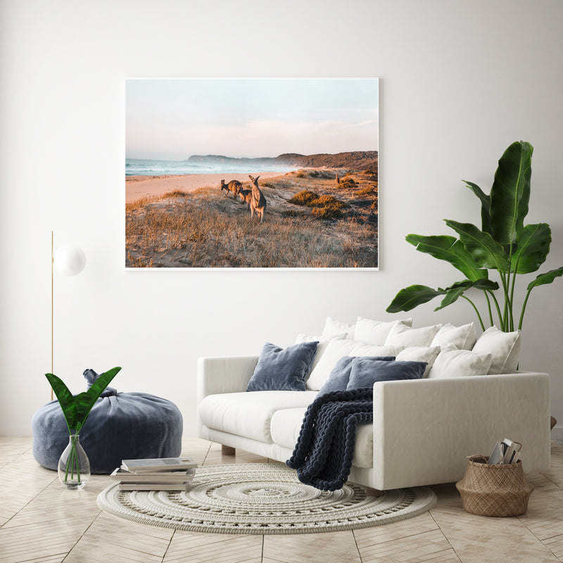 Kangaroos At Shore | Art Print